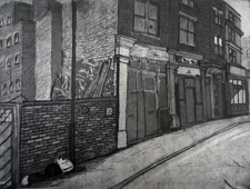 'Dystopia in the East End' 40x54cm, Etching and Aquatint on Paper