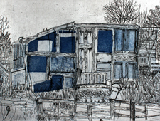 'Shed Culture' series:10, 39x46cm, 2 Plate Etching and Aquatint on Paper
