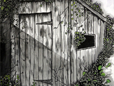 'Garden Shed' Acrylic, Ink on Canvas